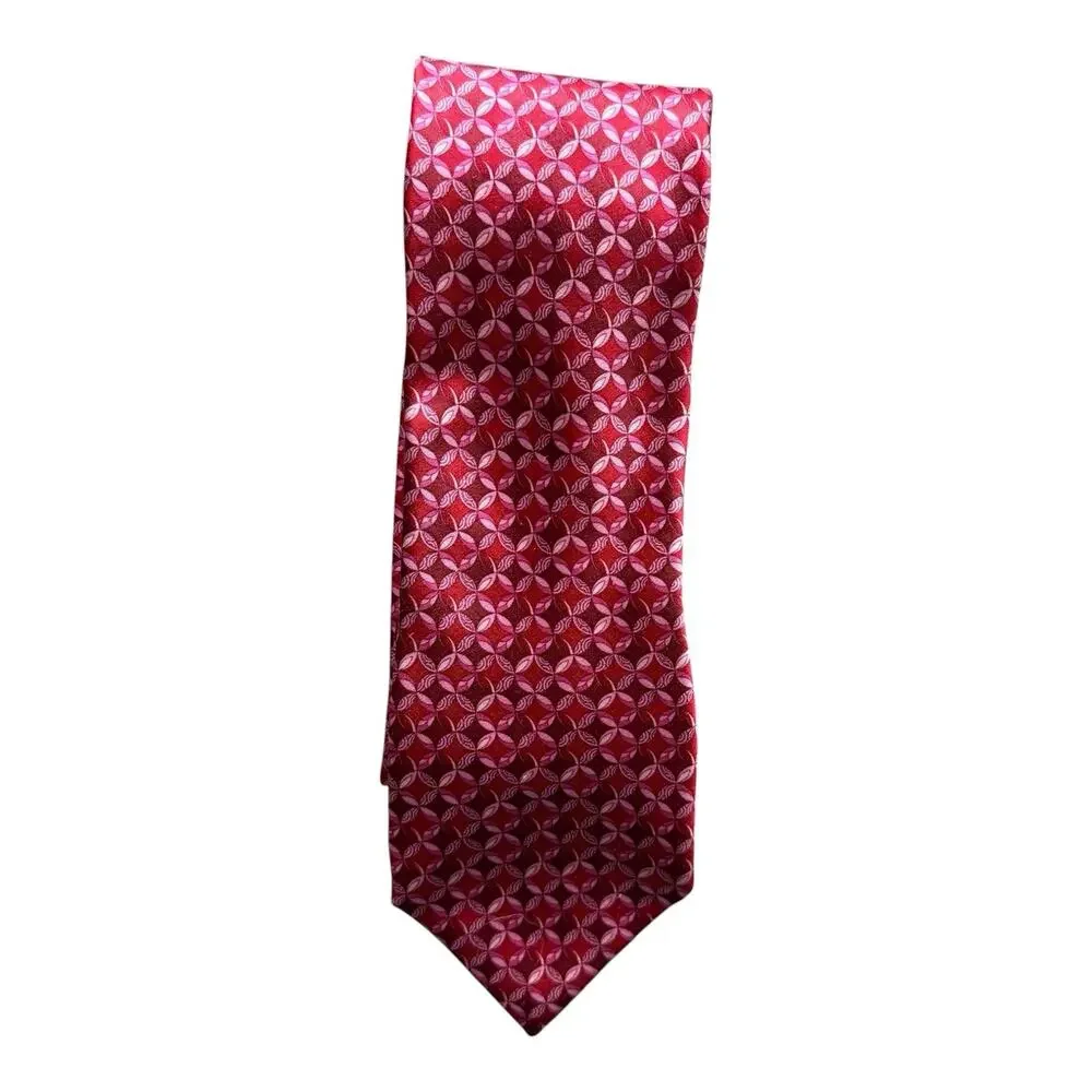 Ermenegildo Zegna Modern 3” Red Geometric Silk Tie